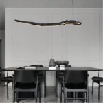 Lustre style bois flotté noir à bande LED - vue d'ensemble