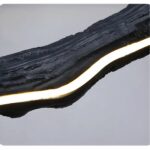 Lustre style bois flotté noir à bande LED - ambiance allumée
