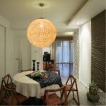 Lustre en corde de chanvre en forme de boule - vue de côté