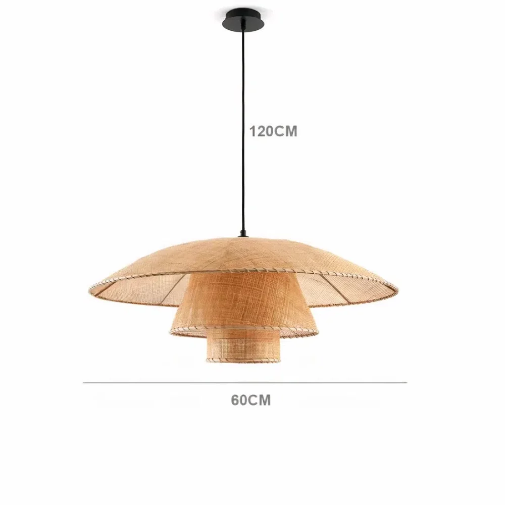 Lustre en rotin au design rétro vintage - zoom matière