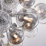 Lustre globe avec boules de verre en forme de grappe