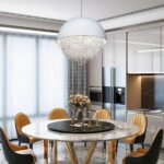 Lustre globe LED suspendu flamboyant - ambiance allumée