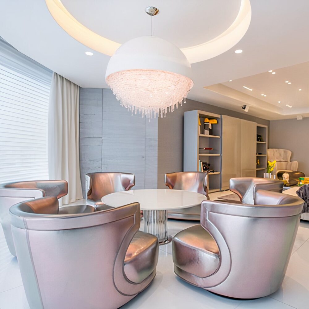 Lustre globe LED suspendu flamboyant - zoom matière