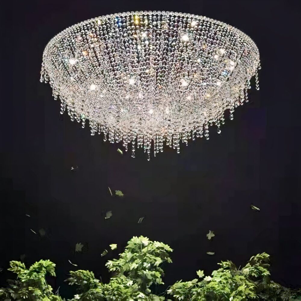 Lustre globe LED suspendu flamboyant - ambiance éteinte