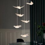 Lustre oiseaux LED pendant blanc - vue de face