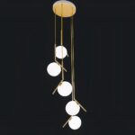 Lustre pendant 5 boules LED suspendue au design moderne - vue de face
