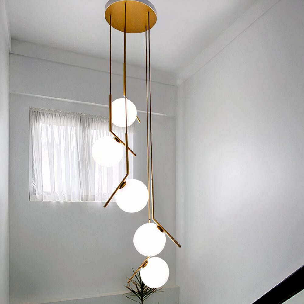 Lustre pendant 5 boules LED suspendue au design moderne