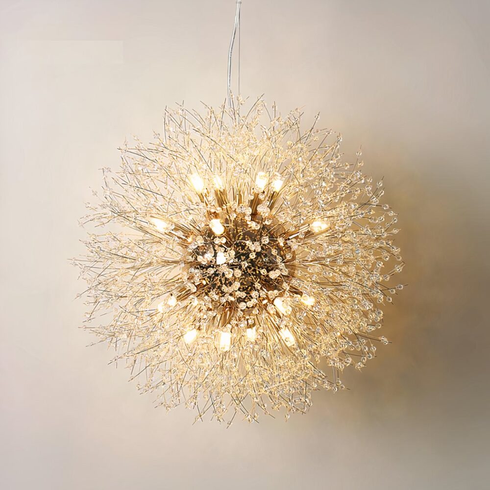 Lustre pissenlit LED en cristal au design moderne en boule