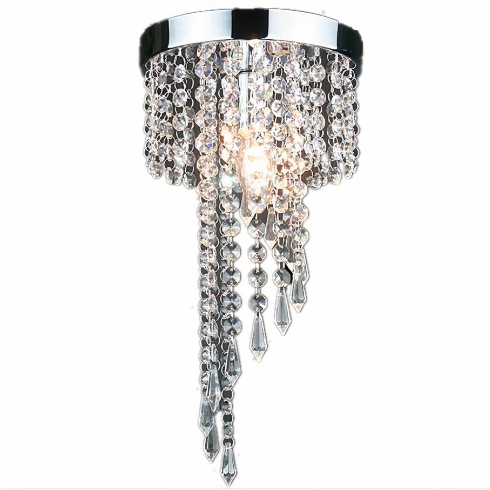 Lustre pour salon élégant, composé de plein de pierre imitation cristal transparente