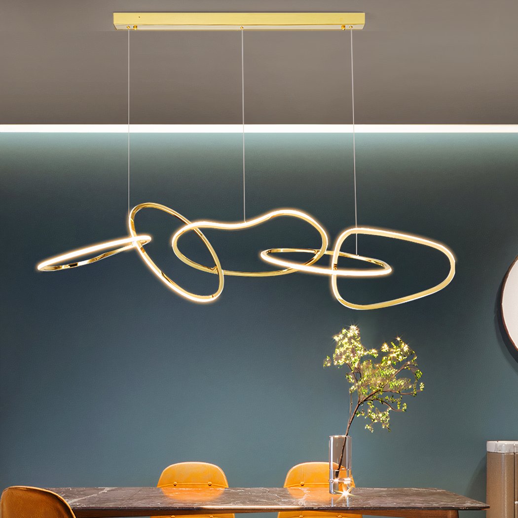 Lustre salle à manger moderne avec anneaux lumineux