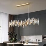 Lustre salle à manger moderne en cristal et acier inoxydable