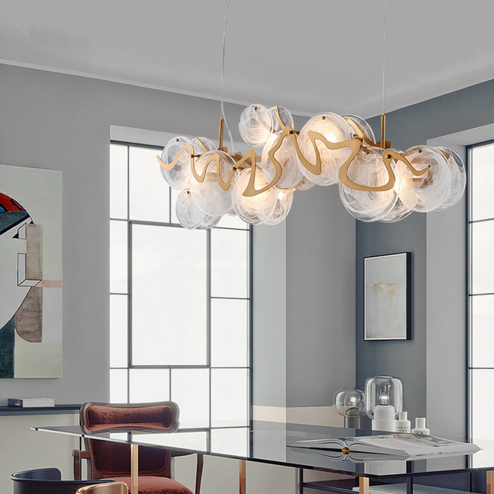 Lustre salon suspendu à design moderne en verre