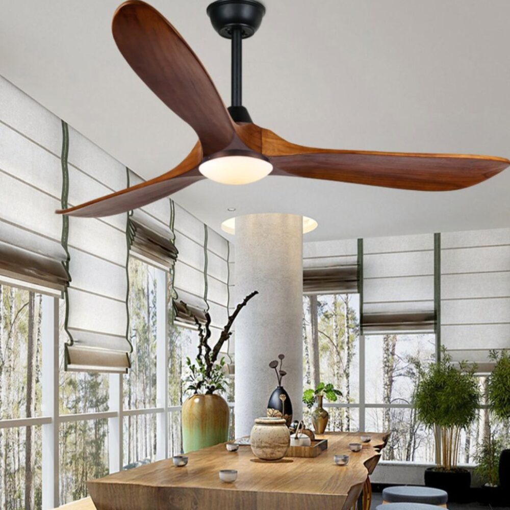 Ventilateur plafonnier vintage en bois design silencieux