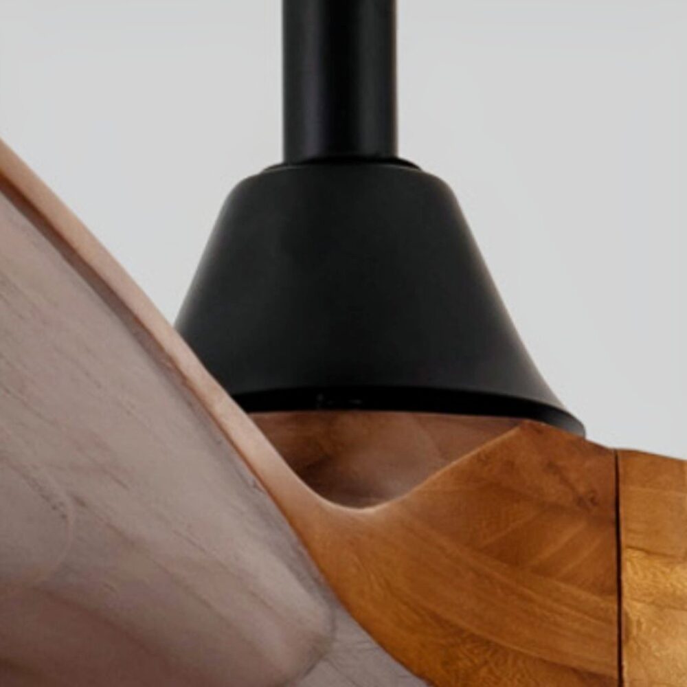 Ventilateur plafonnier vintage en bois design silencieux - vue de face