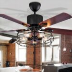 Lustre ventilateur en métal rétro style loft dans une cuisine ambiance loft