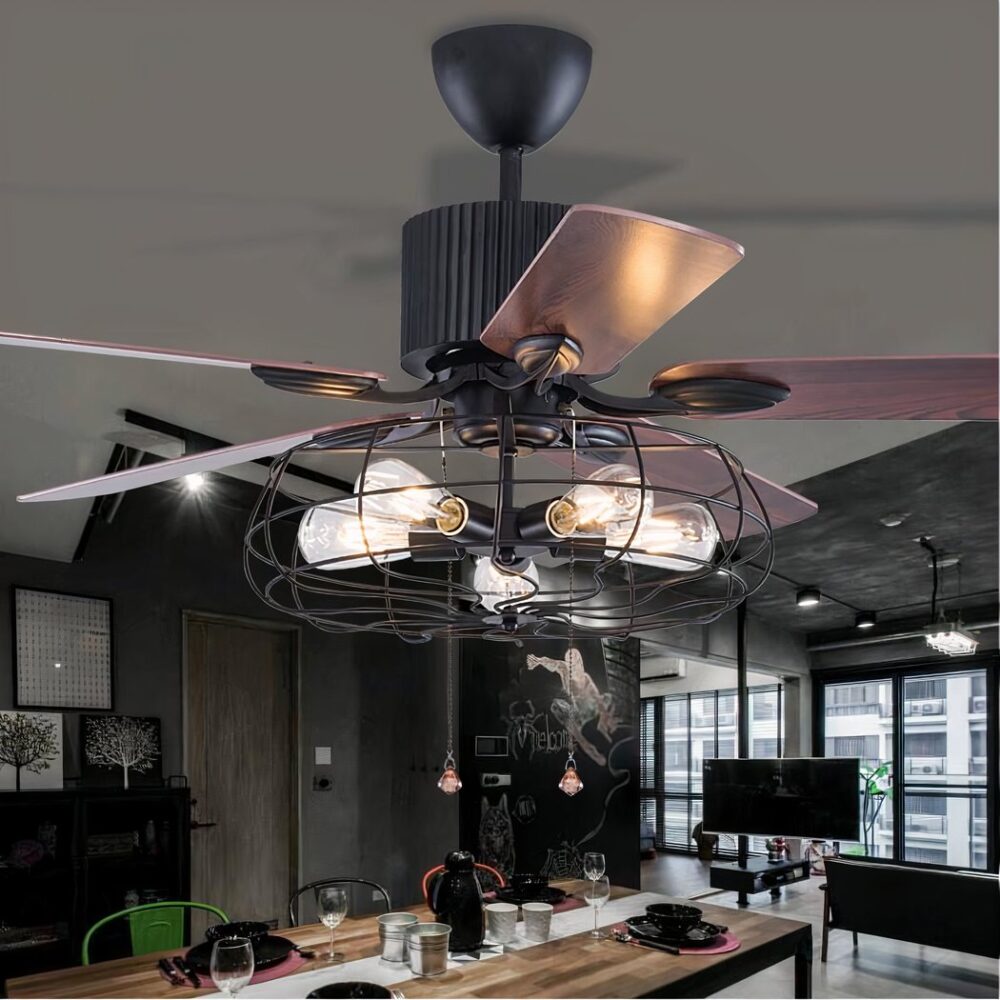 Lustre ventilateur en métal rétro style loft