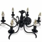 Lustre vintage en fer forgé noir effet chandelier
