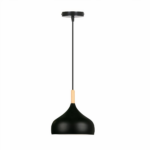 Suspension abat jour design nordique moderne noire présentée sur fond blanc