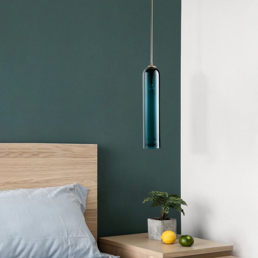 Suspension verte au design nordique moderne en verre - vue de face