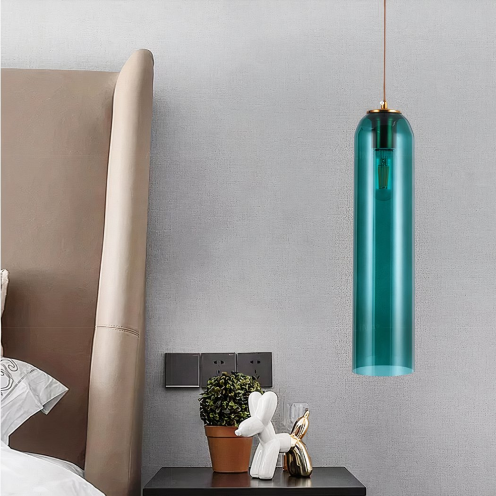 Suspension verte au design nordique moderne en verre