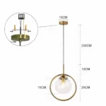 Suspension boule de verre moderne et élégante - vue de côté
