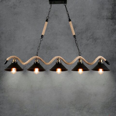 Suspension corde au design moderne avec cinq têtes sur fond gris