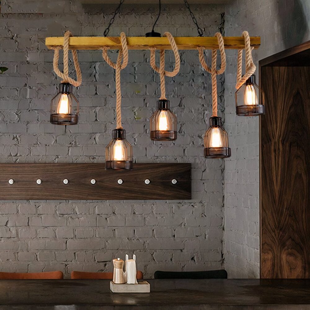 Suspension corde avec lanternes de style vintage