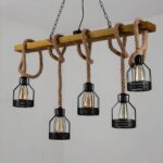 Suspension corde avec lanternes de style vintage - vue de face