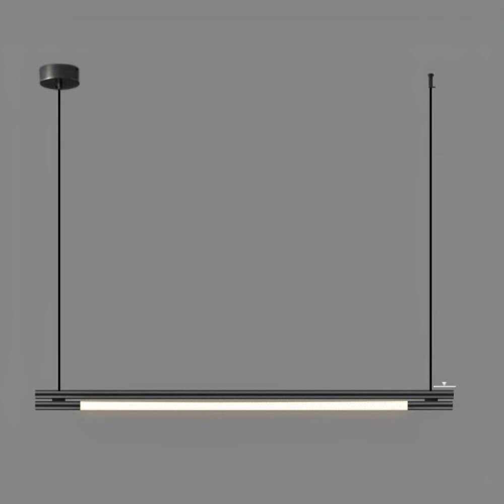 Suspension design à LED style loft en métal noir simple - vue de côté