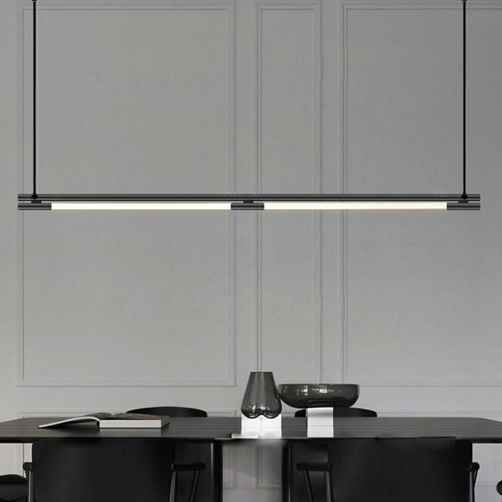 Suspension design à LED style loft en métal noir simple - vue d'ensemble
