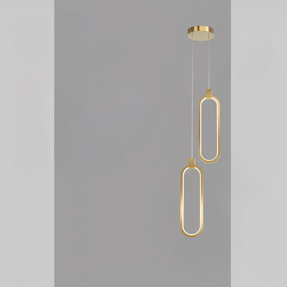 Suspension dorée LED au design minimaliste en aluminium