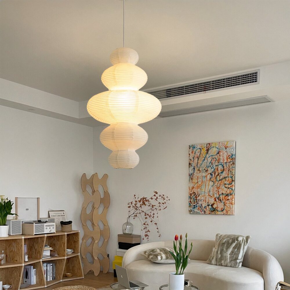 Suspension en papier japonais design - vue de côté