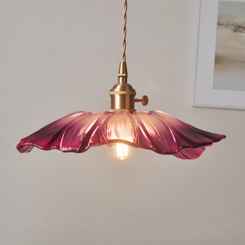 Suspension fleur en verre rose