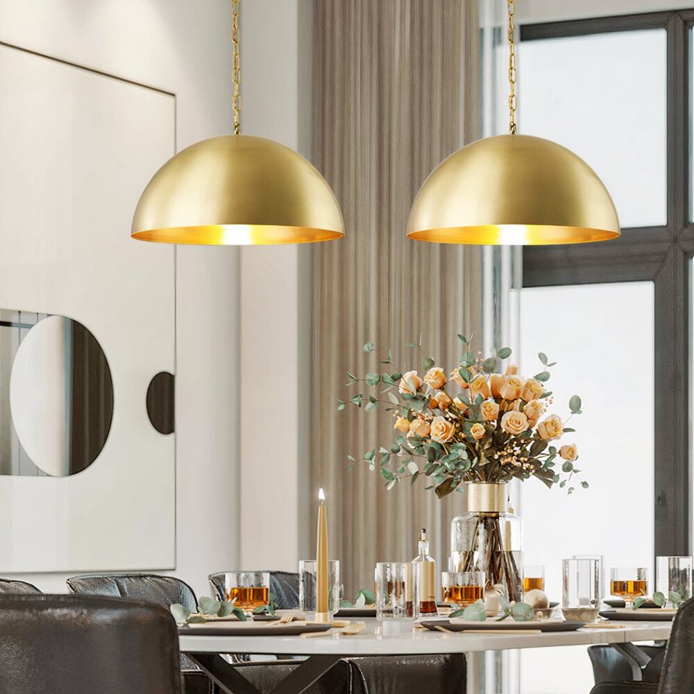 Suspension laiton LED dorée de style vintage — vue principale