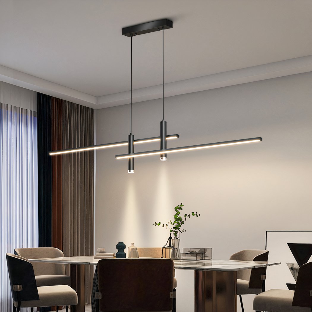 Suspension LED salle à manger moderne noire en aluminium suspension led salle a manger moderne noire en aluminium 5