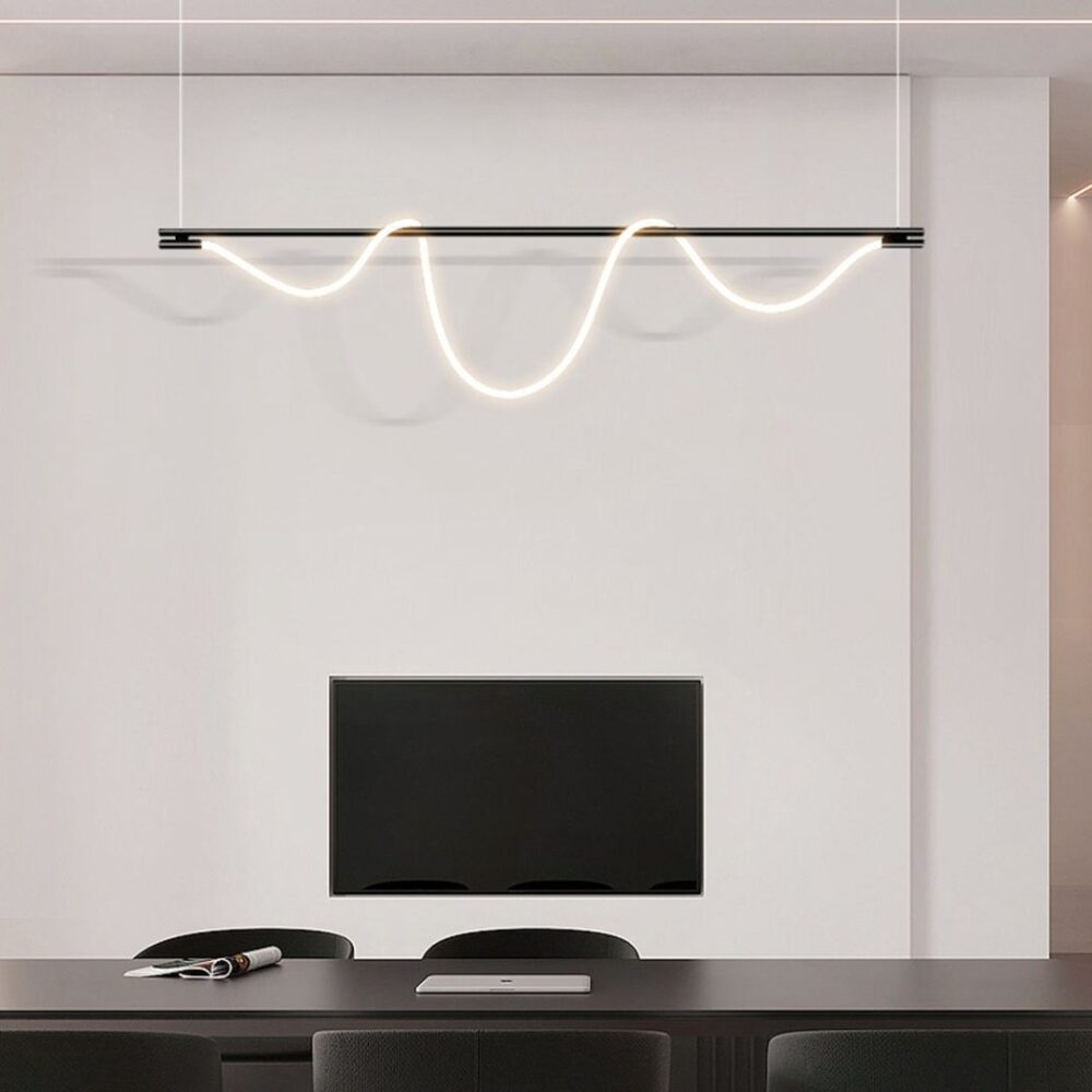 Suspension loft LED en acier noir - détail