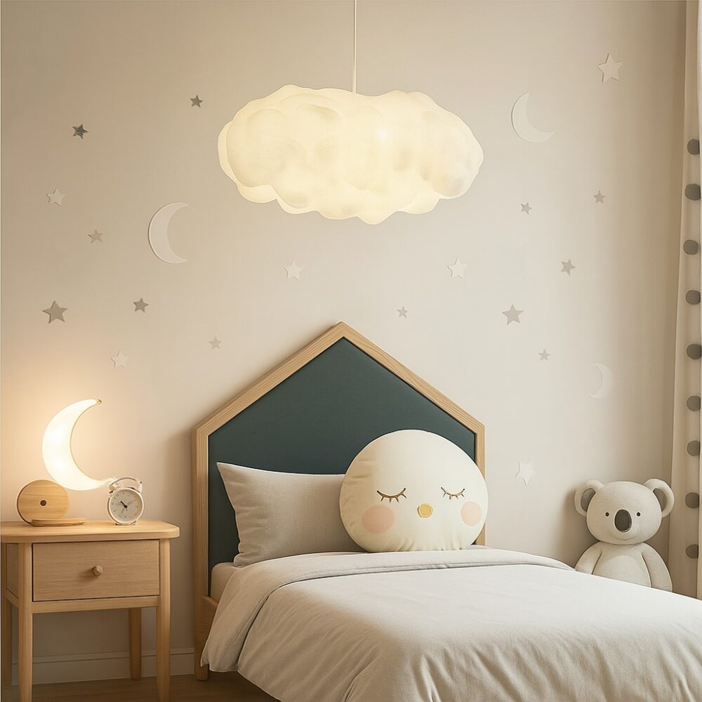 Suspension nuage blanc pour chambre d'enfant - vue de face