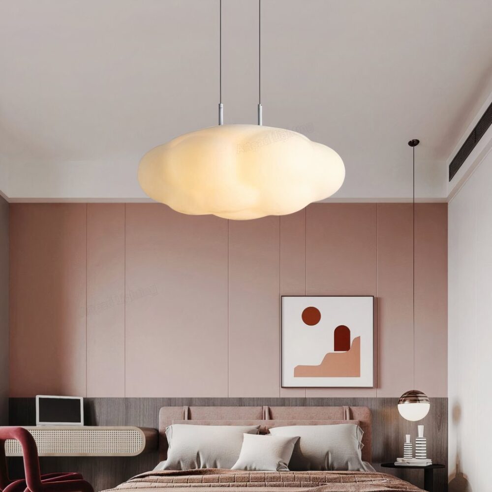 Suspension nuage LED avec télécommande pour enfant - vue de côté