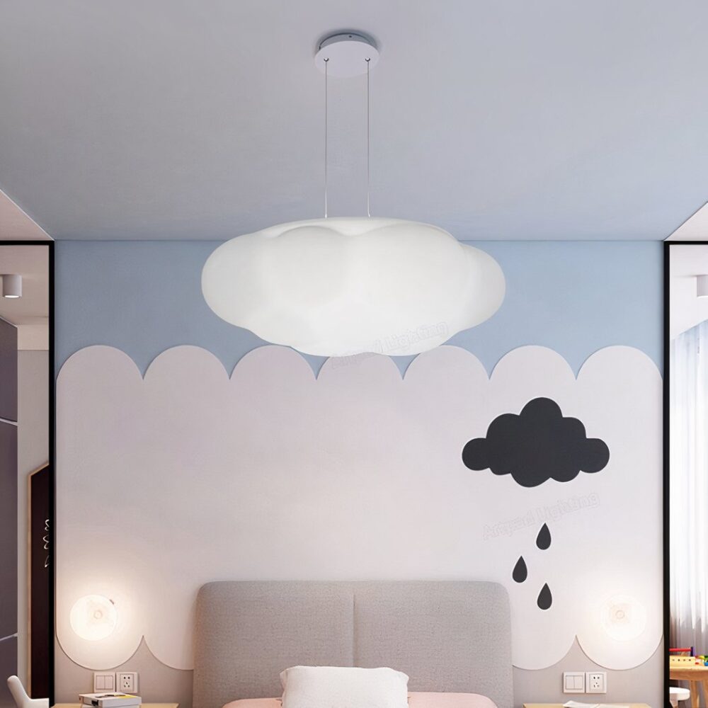 Suspension nuage LED avec télécommande pour enfant - vue de face