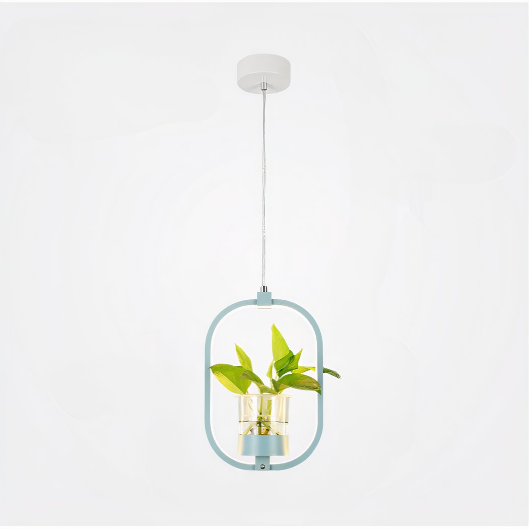 Suspension plante avec lampe ovale LED et vase suspension plante avec lampe ovale led et vase 2