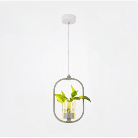 Lampe ovale LED suspendue avec vase pour plante