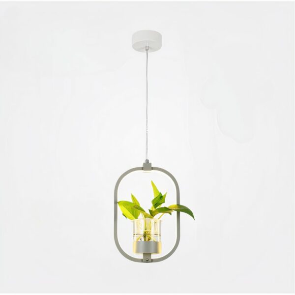 Lampe ovale LED suspendue avec vase pour plante