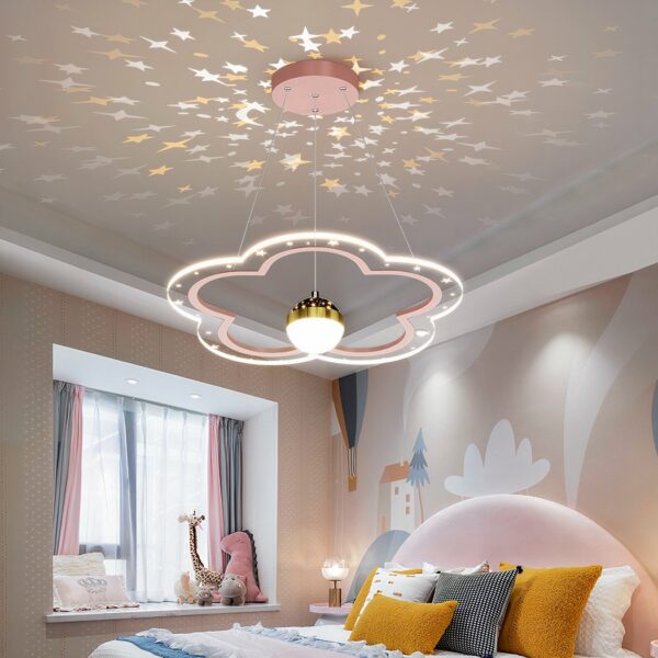 Suspension pour chambre de bébé en forme de nuage, de couleur rose brillant, scintillant dans la chambre d'enfant