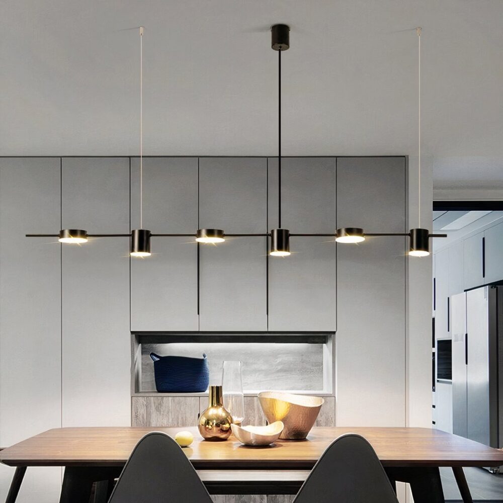 Suspension salle à manger au design moderne à six têtes - vue de face