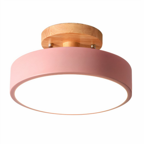 Suspension salle de bain LED ronde en métal sur fond blanc