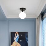 Suspension salle de bain LED ronde en verre et fer