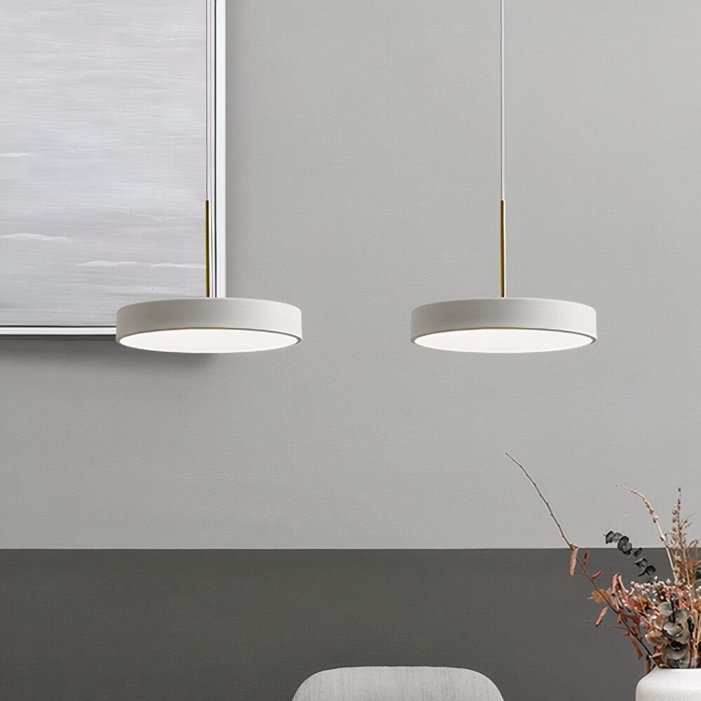 Suspension salon LED style nordique en forme de disque - vue de face