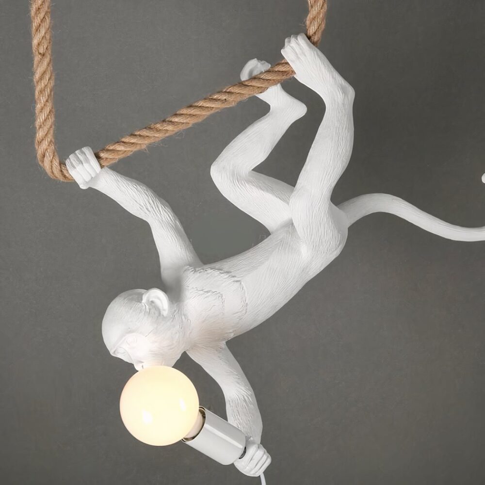 Suspension singe à LED suspendu à l'envers à une corde allumée