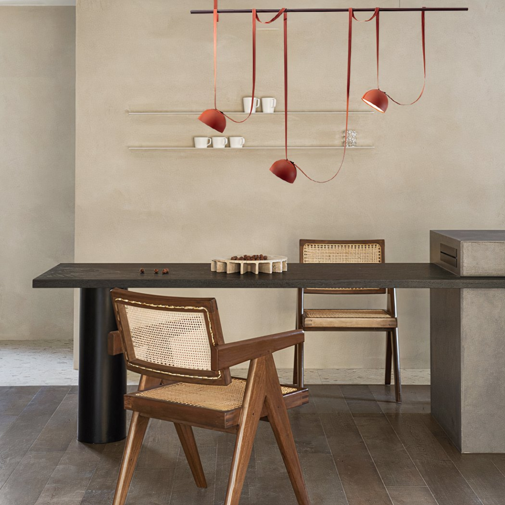Suspension terracotta créative à trois têtes de style moderne - vue de face