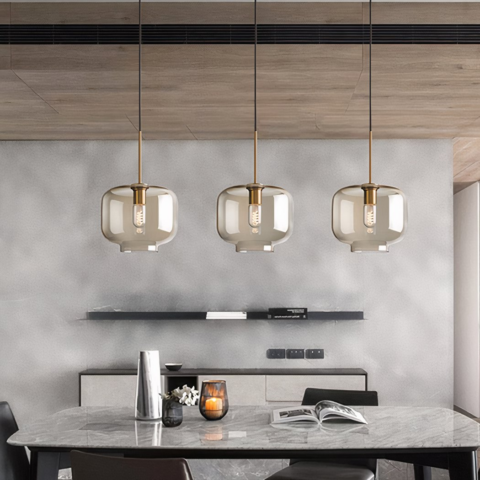 Suspension verre fumé de style industriel nordique luxueux